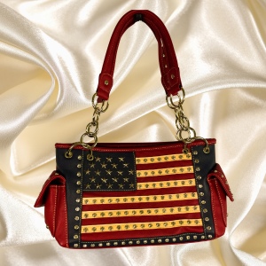 USA American Flag Crystal Studded Bag Satchel