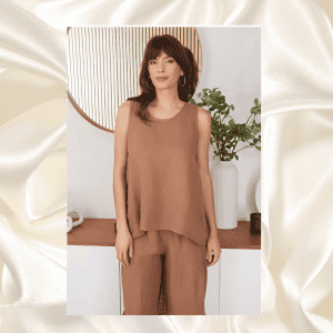 100% Linen Top Sleeveless in Camel