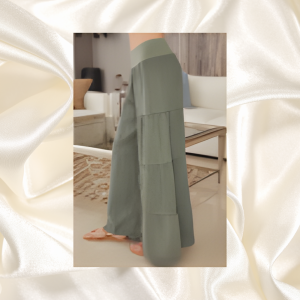Linen Palazzo Tiered Pant Sage