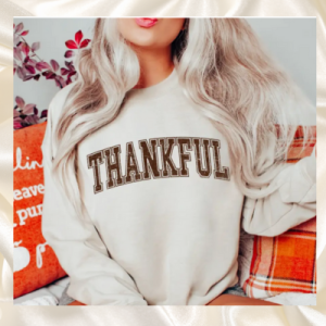 Thankful Graphic Sweatshirt White Brown