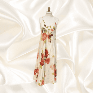 100 % Linen Floral Maxi Dress with Spaghetti Straps
