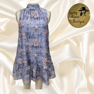 Dress Floral Blue with Halter Neckline