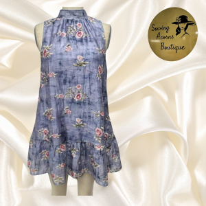 Dress Floral Blue with Halter Neckline