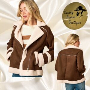 Coat Faux Suede Chocolate