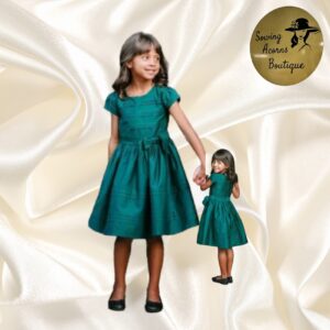 Dress Holiday Girl Green Sateen Organic Cotton